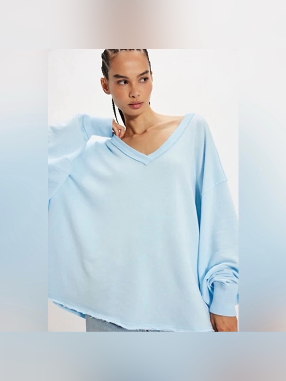 NWT Free People Venice V-Neck Pullover In Blue